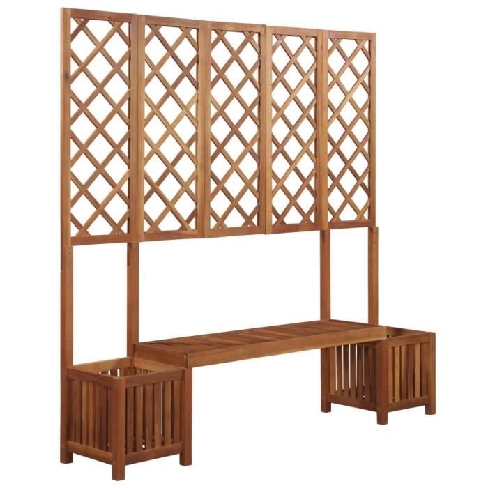 Economique Jardiniere Avec Banc Et Treillis Bois D Acacia Massif Achat Vente Jardiniere Bac A Fleur Economique Jardiniere Avec Cdiscount
