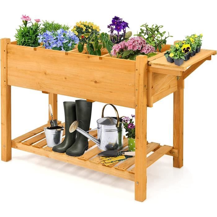 Outsunny Jardinière Surélevée En Métal Avec Treillis, Autoportante Ou