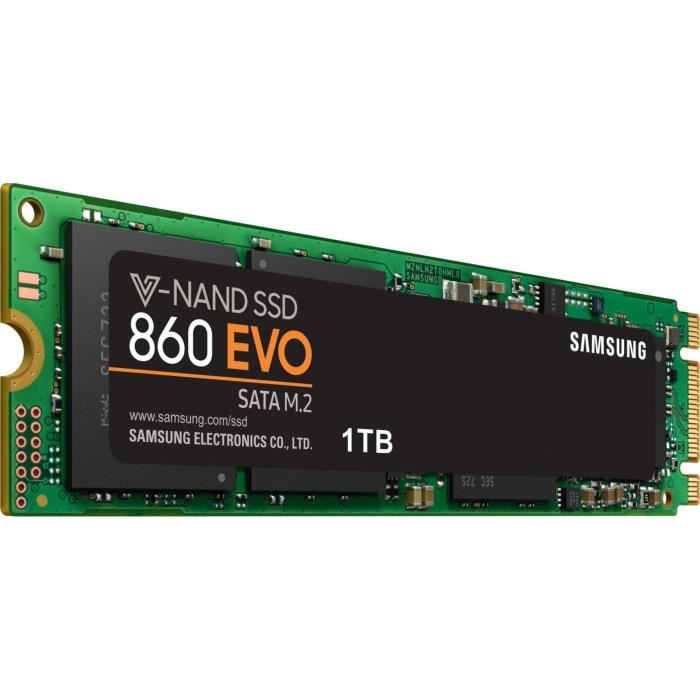Vente Disque SSD SAMSUNG - SSD Interne - 860 EVO - 1To - M.2 (MZ-N6E1T0BW) pas cher