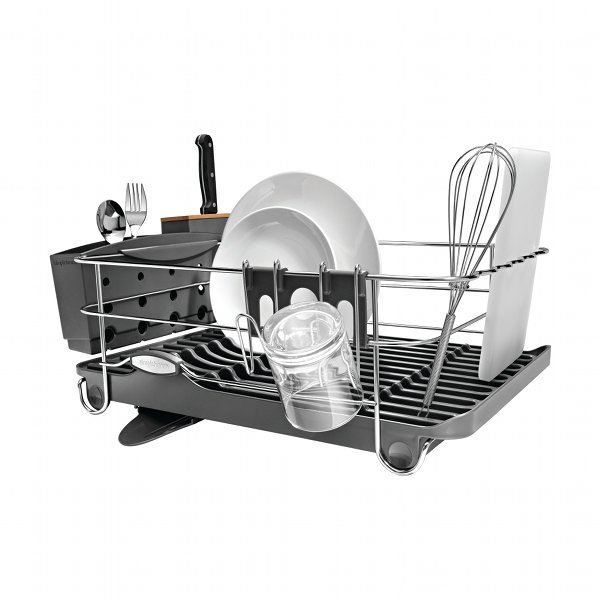 Égouttoir à Vaisselle Inox Chromé EQUINOX - 48x32x8 Cm, Pour Jusqu'à 20 Assiettes - 9