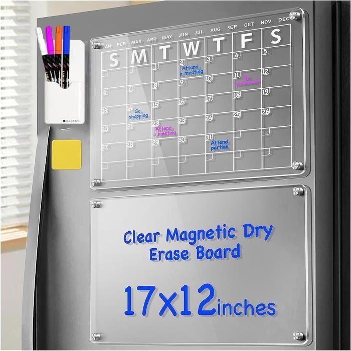 Calendrier magnetique frigo Transparent, 17X12, 2 Pièces Calendrier  Acrylique MagnéTique, Comprend 4 Marqueurs EffaçAbles à [113] - Cdiscount  Beaux-Arts et Loisirs créatifs