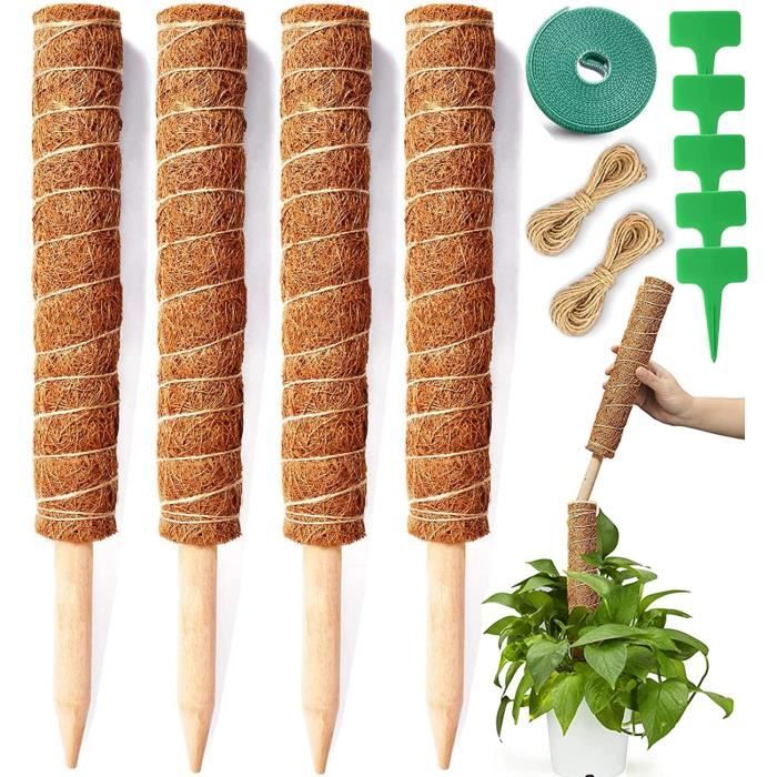 WuGU Tuteur Plante, 4 Pcs Tuteur Monstera, 70cm Long Plante Tuteur Coco Support Pour Plante