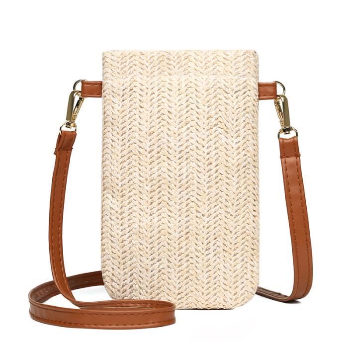 Sac De Plage Femme Sac Bandoulière Rotin Femme Spldsun - 25x16x19cm, Paille Naturelle - Style Boho Plage Sac A Main Ete Femme