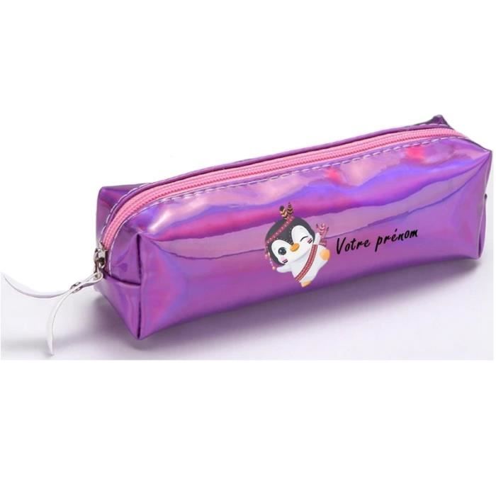 Trousse rose clair ecole crayon maquillage fee lune personnalisee