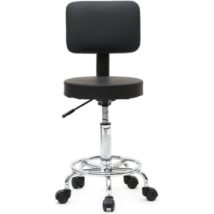 2x Tabouret à roulettes gris pivotable 360° réglable