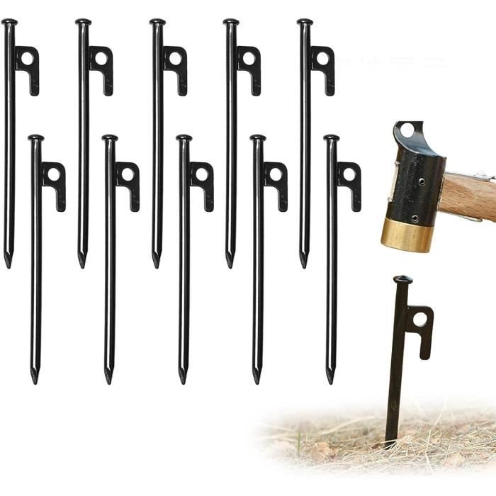 Quixotical 20 Piquets De Tente En Acier Galvanisé – Antirouille, Avec Extracteur, Pour Terrain Dur Et Rocheux, Camping Et Bâche
