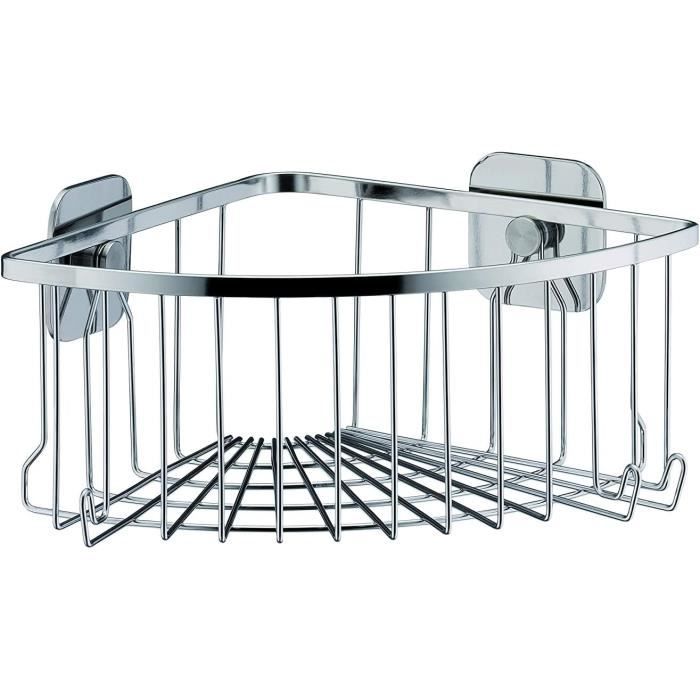 Panier de douche Gamme PRO PELLET mural d'angle double paniers inox poli brillant | Leroy Merlin