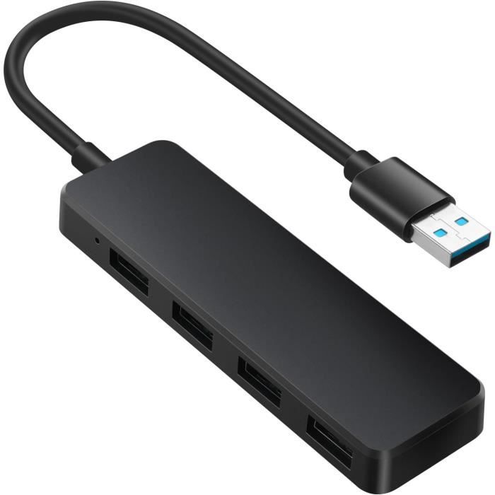 Hub USB 3.0 à 4 Ports - Multiprise Ultra Fine Pour Ordinateur Portable, Souris, Disque Dur…