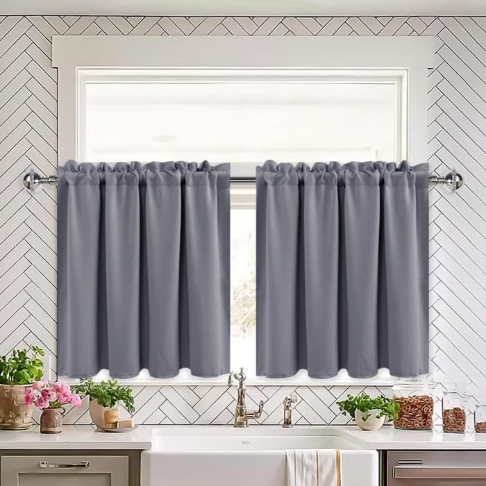 Rideaux en lin pour chambre à coucher - 122 cm de long - 2 panneaux semi- transparents filtrant