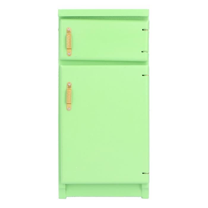 1/12 Echelle Réfrigérateur en Bois Décoration pour Maison de Poupée