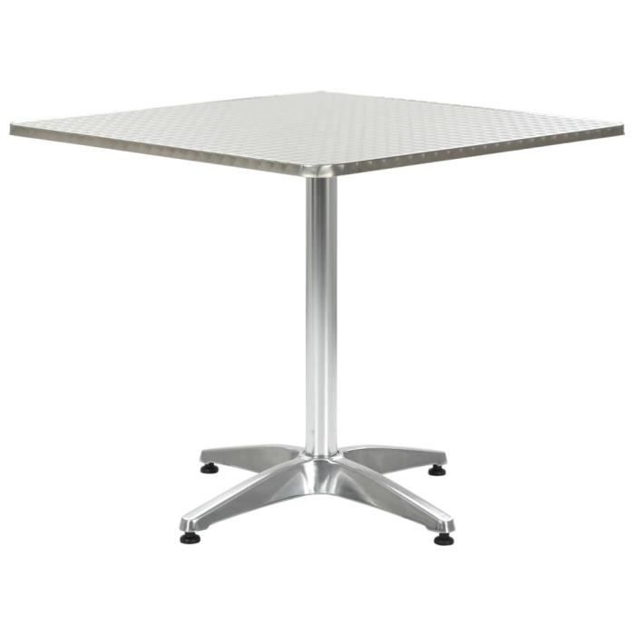 Table de jardin - VIDAXL - Argenté - Aluminium - 80x80x70 cm - 4 personnes