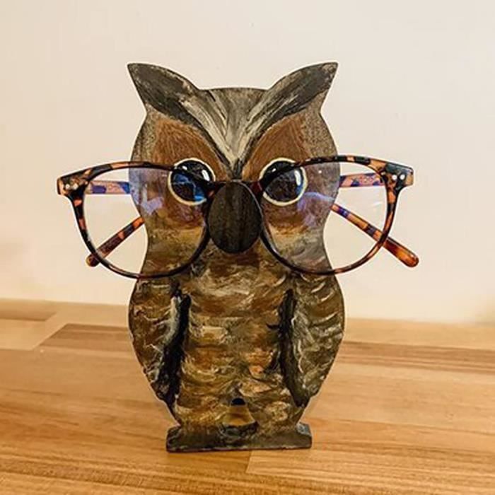 Porte-lunettes - Porte-lunettes en bois en forme de hibou - Porte