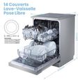 Comfee Lave-vaisselle pose libre FD1435E-X L60cm 44db avec 14 couverts, 8 programmes, Affichage LED Acier Inox-Énergétique D-1