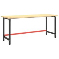 Cadre De Banc De Travail Robuste En Métal - Pieds Noirs Et Rouges - 210x50x79 Cm - Dessus à Trous Pré-percés