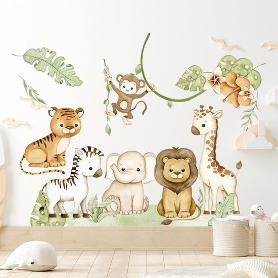 Sticker Mural Girafe Décoration Safari Jungle - Style Moderne | Marque JustStickIt
