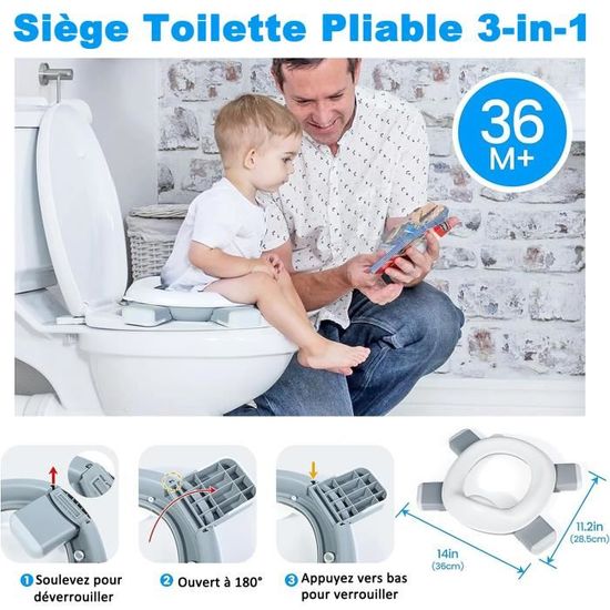 Pot Toilette Bebe 3-in-1, Toilettes pour Enfants Pliable, Portable Pot  Enfant avec Sac Rangement/Nettoyage pour Voyage Maison - - Cdiscount  Puériculture & Eveil bébé