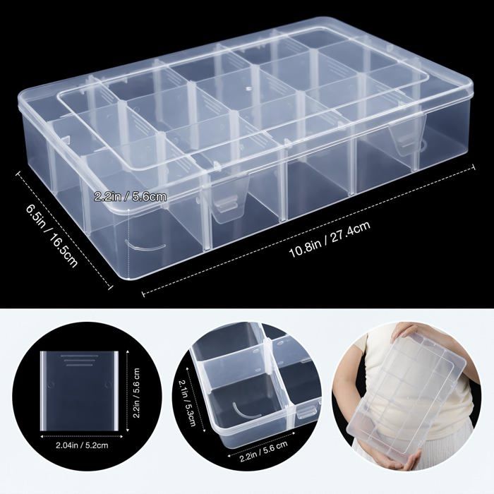 Lot De 2 Boîtes De Rangement Transparentes 10 Compartiments – 132 X 58 X 20 Mm, Pour Mouches, Petits Leurres, Accessoires De Pêche