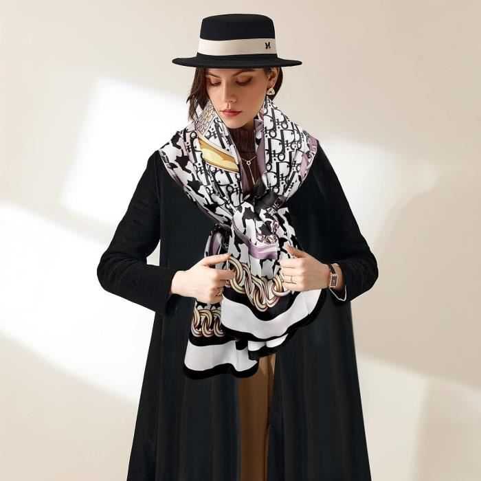 Foulard Long Fin Motif Animal - écharpe, Cravate, Ceinture, Accessoire Sac, En Coton, 160cm