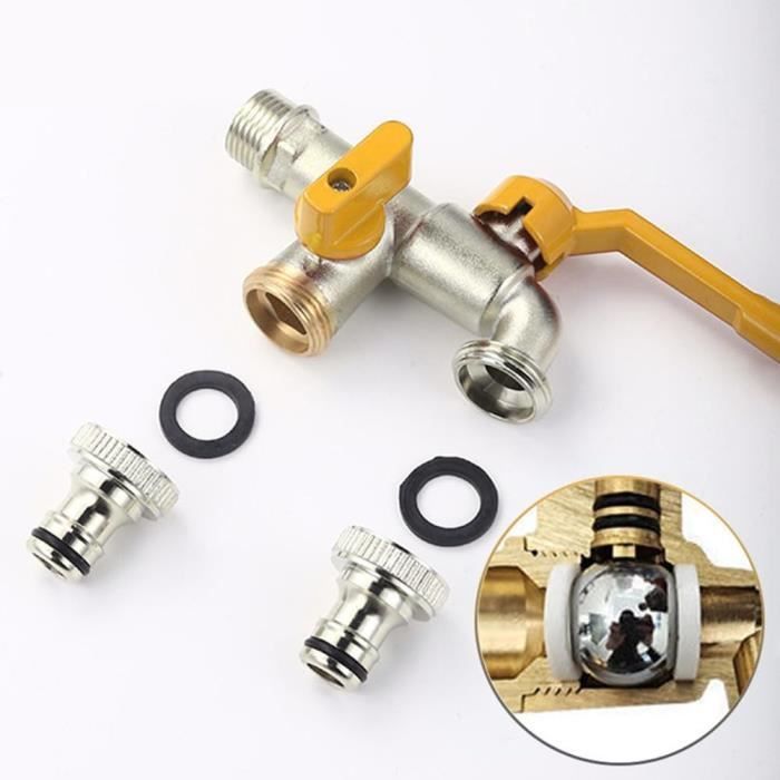 Robinet Jardin Anti-gel 2 Sorties - Résiste Jusqu'à -20°C - Noir Et Bleu Robinet Extérieur