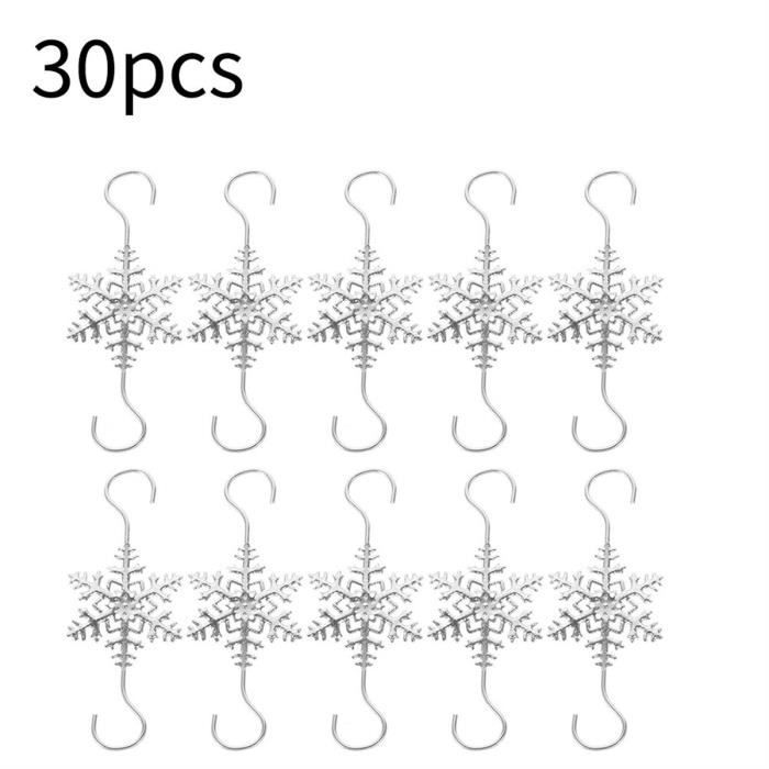 Ornements De Noël Flocons De Neige - Lot De 24 Pièces En Bois Avec Crochets, Décoration D'arbre élégante Et Intemporelle