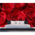 Papier Peint Panoramique 3D Fleur Rose Rouge Papier Peint Soie Décoration Murale 250x175cm ( LxH )-2