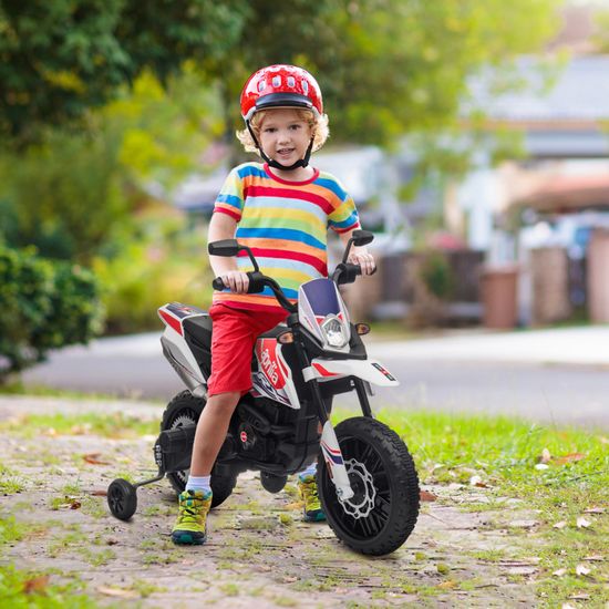 Moto Électrique Enfant AIYAPLAY License Aprilia - 12V 6km/h Avec Roues D'Entraînement Et LED