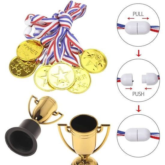 Lot de 15 petits trophées dorés : mini-récompenses « pouce levé » pour