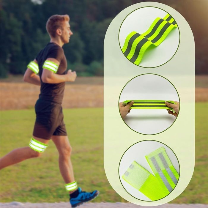 Lot De 6 Brassards Réfléchissants CEJAS - Haute Visibilité, Élastiques, Velcro, Pour Vélo, Course, Enfants