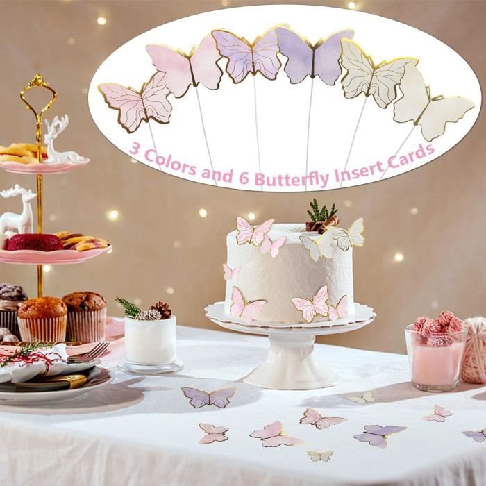 35pcs décoration de gâteau Papillon gâteau Comestible Topper
