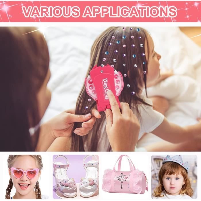 Hair Bedazzler Kit avec 180 Pierres précieuses pour Cheveux, Coiffure Glamour, Diamant Cheveux Appareil pour Filles et Enfants - Au quotidien