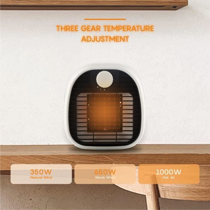 Radiateur Soufflant Céramique 1200W - Chauffage Appoint Salle De Bain - Mini Portable Économique