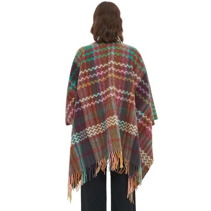 Poncho Femme Tricot Châle Elégant Ouvert Chaud Bleu INSFITY