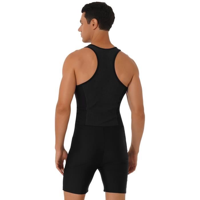 Combinaison de Bain Homme Natation Surf Plongée - iixpin - 1 Pièce - Sans Manches - Noir - Sport