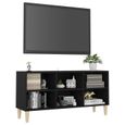 (805942) Meuble TV avec pieds en bois massif Noir 103,5x30x50 cm DBA-3