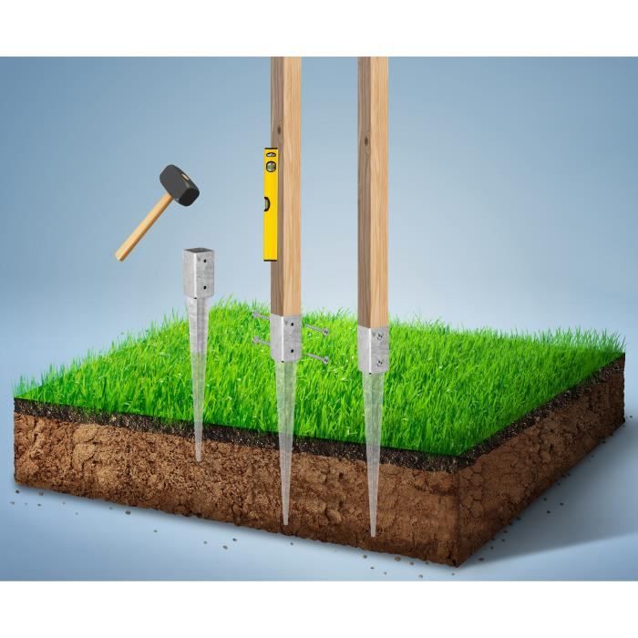 Lot De 10 Supports De Poteau D'ancrage Au Sol – 40 Cm, En Acier, Avec Vis, Pour Balançoire Et Clôture