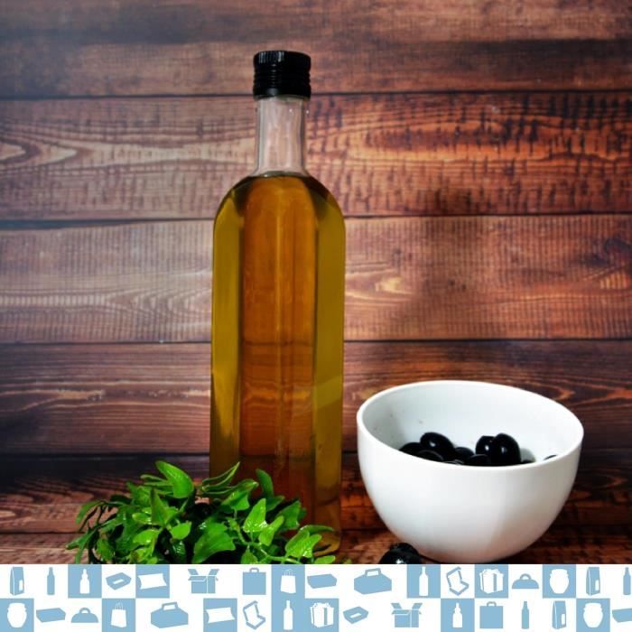 Lot De 20 Bouteilles En Verre 1000 Ml Avec Bouchon Doré Et Bec Verseur - Pour Huile, Vinaigre, Alcool - Huilier élégant - 4