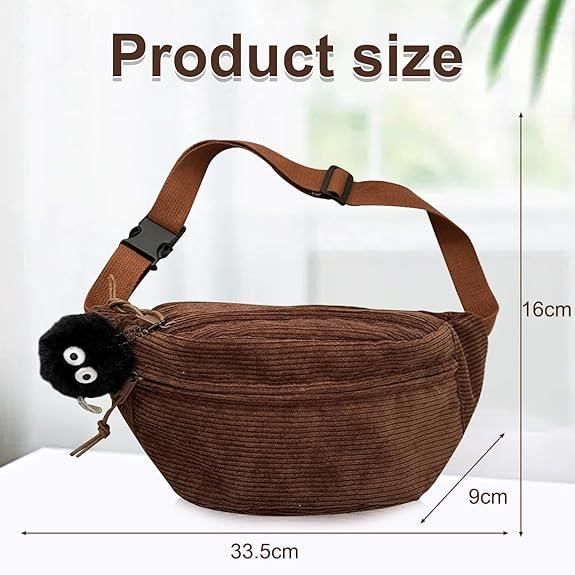 Sac Banane En Velours Côtelé – Marron Jaune – Bandoulière Réglable – 3 Poches Zippées – Unisexe, Pour Sport Ou Quotidien