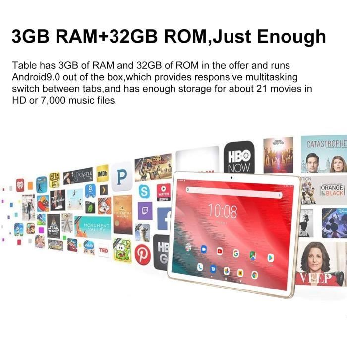 Tablette Tactile 10.1''FHD 32Go -RAM 3Go-Android3