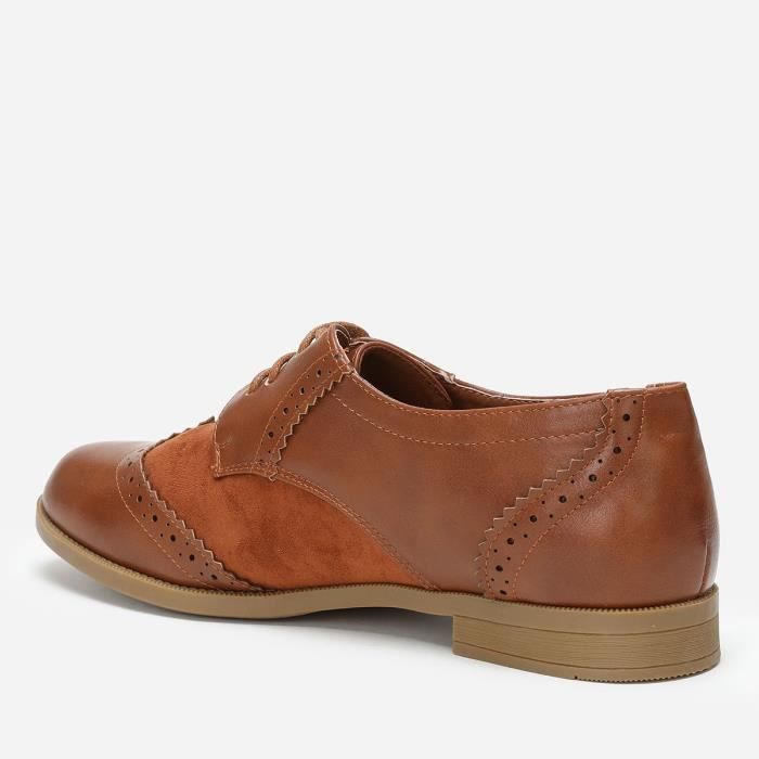 Derbies femme shop marron camel