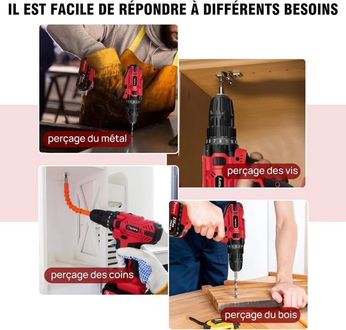 Visseuse Sans Fil 21 V Avec 2 Batteries De 2,0 Ah Et Chargeur Jeu De 34 Forets 96901910