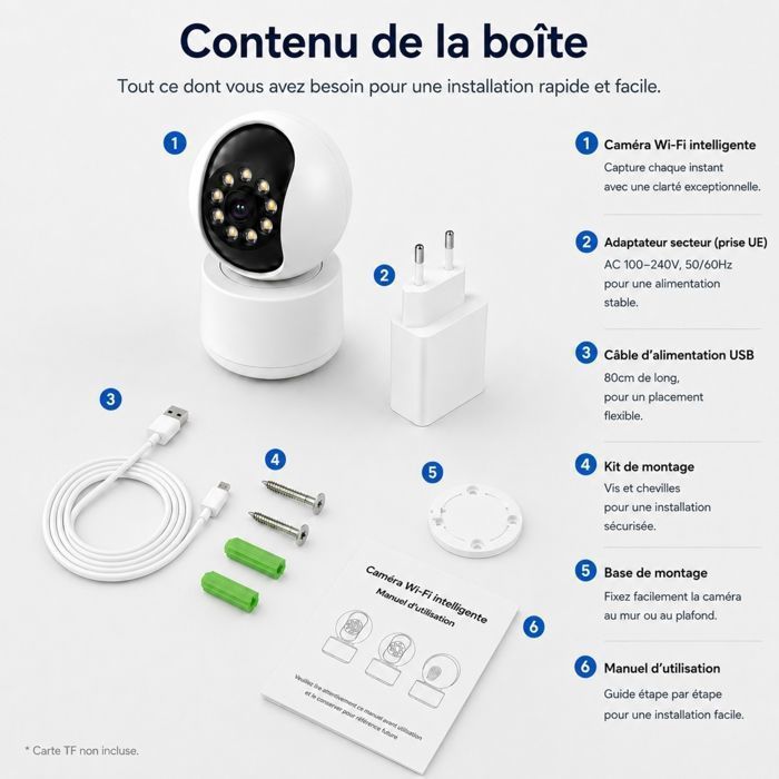 Camera Interieur Sans Fil Caméra De Surveillance WiFi Extérieure 1080P - Vision Nocturne, Détection Mouvement, Alerte Smartphone - Sans Fil, Alimentation USB Tapo Camera Exterieur