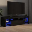 8443Neuve- TV Stand - Table de Salon Moderne,Meuble TV Scandinave,Meuble HI-FI avec lumières LED Noir brillant 140x35x40 cm-0
