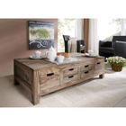 MASSIVMOEBEL24 Table basse 135x70cm - Bois massif de palissandre huilé - NATURE GREY #43