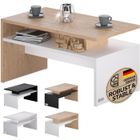 CASARIA® Table basse rectangulaire blanc chêne 92x51x48cm Table de salon 50kg Table basse moderne Rangement intérieur