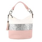 Sac A Main Bandoulière Femme Gallantry - Rose - Paillette Multicolore - Sac Anse Large Bandes Strass Brillant