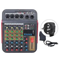 YICUI Table de mixage audio portable 4 canaux Console de mixage Système de console de mixage stéréo professionnel (prise UE)