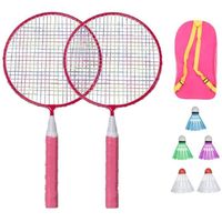 Badminton Set pour Enfants avec Raquettes Junior Tennis Raquette Play Game Beach Toys (Rose)