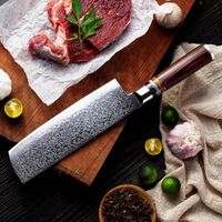 couteau nakiri - Couteaux De Chef Damas Vg10 Couteau De Cuisine Japonais Damas En Acier Inoxydable, Manche Pa