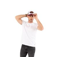 Von Dutch Tee shirt homme 100% coton, t-shirt homme BOSS, regular fit, logo relief 3D, col rond - blanc taille L