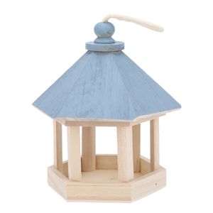 Mangeoire à Oiseaux En Bois Avec Toit - Suspendue Extérieur - Fait Main Couleur Rosâtre - Pour Jardin